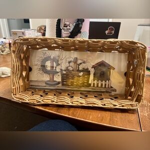 Vintage 2002 Laurie Korsgaden Basket Birdhouse Floral